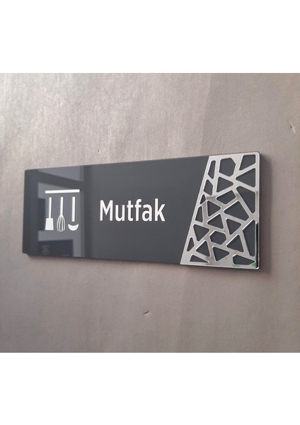 Antrasit Silver Pattern Seri Mutfak Kapı Isimliği 24 x 9 cm 1 Adet