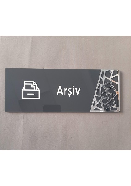 Antrasit Silver Pattern Seri Arşiv Kapı Isimliği 24 x 9 cm 1 Adet