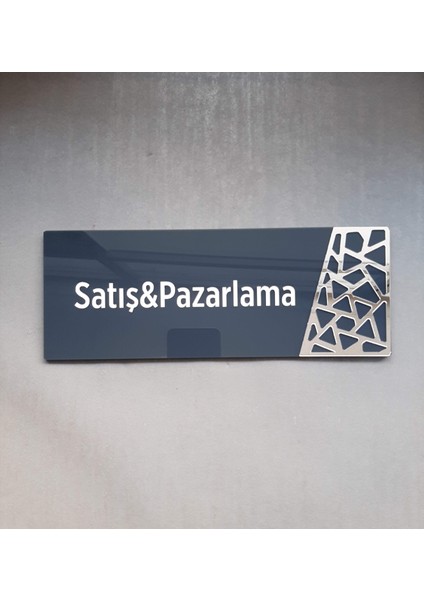 Antrasit Silver Pattern Seri Satış Pazarlama Kapı Isimliği 24 x 9 cm 1 Adet