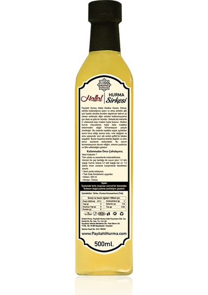 Hallal Medine Fermante Hurma Sirkesi 500ML
