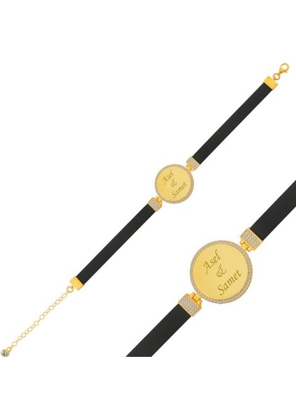 Plaka Isimli Kemerli 925 Ayar Gümüş Bileklik