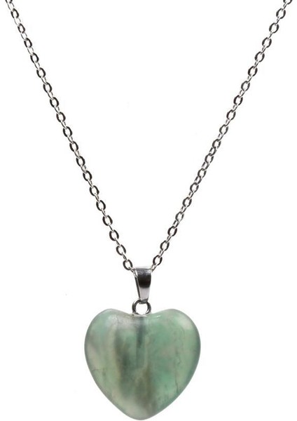 Kalp Modeli Doğal Florit Taşı Doğal Taş Kolye