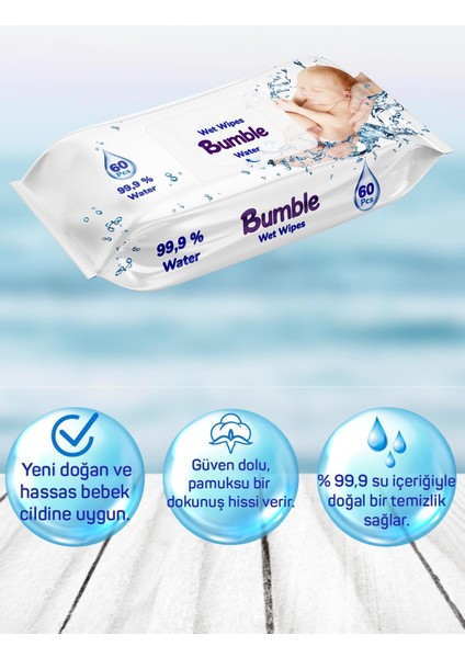 WATER ISLAK MENDİL 60 YAPRAK 12'Lİ PAKET