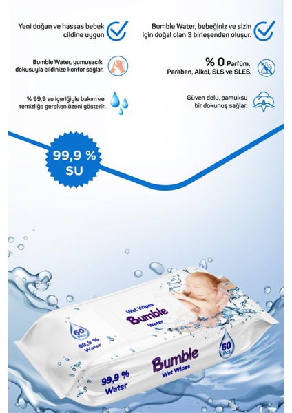 WATER ISLAK MENDİL 60 YAPRAK 12'Lİ PAKET