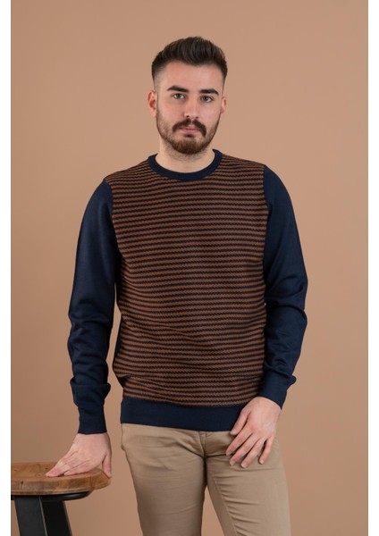 Triko Sıfır Yaka Regular Fit Desenli Erkek Triko Kazak modelleri
