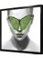 Yeşil Kelebek ve Kadın Çerçeveli Mdf Tablo 1