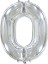 0 Rakamı Gümüş Folyo Balon 34 Inch 86 cm 1