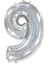 9 Rakamı Gümüş Folyo Balon 34 Inch 86 cm 1
