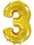 3 Rakamı Altın Folyo Balon 34 Inch 86 cm 1