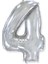 4 Rakamı Gümüş Folyo Balon 34 inch 86 cm 1