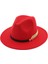 Kırmızı Bayanlar Yün Fedora Sıcak Caz Şapka Chapeau Femme Feutre Panaman Kap Keçe Kadın Fedora Şapkalar Inciler Kemer ile Vintage Fötr Kapaklar (Yurt Dışından) 1