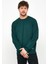Erkek Koyu Yeşil Basic Bisiklet Yaka Sweatshirt 2