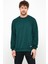 Erkek Koyu Yeşil Basic Bisiklet Yaka Sweatshirt 3