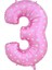 Kalpli 90 cm Pembe Renk Rakamlı Folyo Balon 3 Numara 1