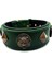 Kaplan Başlı Özel Tasarım Deri Köpek Tasması Koyu Yeşil Xl 1