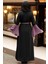 - Kolları Detaylı Koyu Gül Kurusu Tesettür Abaya 55510KGK 4
