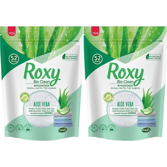 Dalan Roxy Bio Clean Matik Sabun Tozu 1.6 kg Aloe Vera (2'li Set) (104 Yıkama)