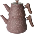 Şan Piramit Granit Çaydanlık Takımı Kahve