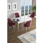 Canisa Concept Han Serisi 70 x 114 Cm, Açılabilir Mdf Mutfak Masa Takımı, Beyaz Masa ve 4 Sandalye