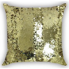 Yılmaz Home Pullu Payetli Kırlent Kılıfı - (Gold - Gold)