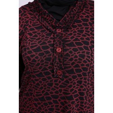 FERACE Kadın Büyük Beden Leopar Desenli Anne Elbisesi Kışlık