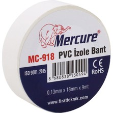 BADEM10 Mercure Elektrikçi Bandı Beyaz Izole Elektirik Bant Bandı Pvc 9 Metre