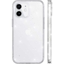 MobaxAksesuar Apple iPhone 12 Kılıf Şeffaf İnce Simli Kapak Renksiz