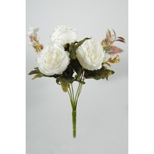 Lilac Home Yapay Çiçek Beyaz Şakayık Gül Demeti