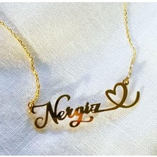 Gökdeniz 925 Mini Kalp Detaylı Kişiye Özel Isimli 925 Ayar Gümüş Kolye Özel Gün Hediyesi