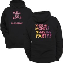 Remonz Blackpink Kill This Love Çift Baskılı 3 Ipl. Şardonlu Kalın (600 Gr.) Içi Polar, Kapüşonlu Sweatshirt Hoodie