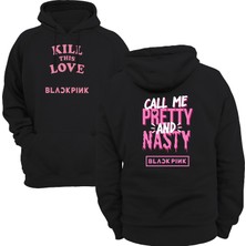 Remonz Blackpink Call Me Pretty Çift Baskılı 3 Ipl. Şardonlu %100 Pamuk, Içi Polar, Çok Kalın Sweatshirt