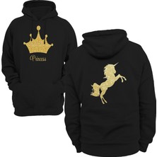 Remonz Prenses Çift Baskılı 3 Ipl. Şardonlu Kalın (600 Gr.) Içi Polar, Kapüşonlu Sweatshirt Hoodie