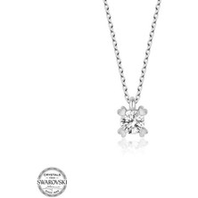 Gumush Swarovski Taşlı Gümüş Tektaş Kadın Kolye