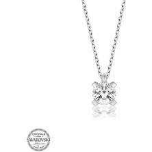 Gumush Swarovski Taşlı Gümüş Tektaş Kadın Kolye