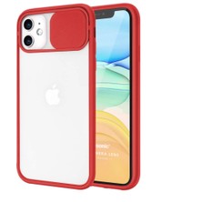 Pointtech Apple iPhone 11 Sürgülü Kamera Korumalı Kılıf - Kırmızı