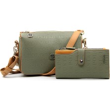 Just Polo Kadın 5 Bölmeli Ayarlanabilir Uzun Askılı Omuz Çantası ve Cüzdan Kombini PBU4036-1001