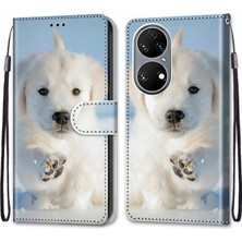 Puluzpuluz Huawei P50 Kar Köpek Yavrusu Için Pu Deri Kılıf (Yurt Dışından)