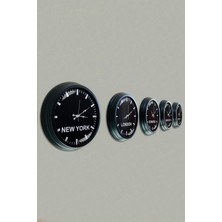 Platin Saat 40 cm Siyah Metal 5 Adet Set Otel Dünya Saati