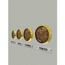 Platin Saat 40 cm Gold Metal 4 Adet Set Otel Dünya Saati