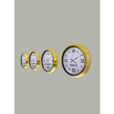 Platin Saat 40 cm Gold Metal 4 Adet Set Otel Dünya Saati