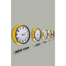 Platin Saat 40 cm Gold Metal 5 Adet Set Otel Dünya Saati