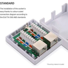 3C Store RJ45 Ağ Soketi - Ağ Kablosu Içın CAT6A Ethernet Lan Kablosu Bağlantı Noktalı Korumalı Yüzeye Monte Çıft Duvar Soketi (Yurt Dışından)