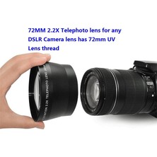 3C Store Canon Nikon Pentax Olympus Içın Profesyonel Hd 72MM 2.2x Telefoto Lens Lens Çantası 72MM Filtre Boyutu Lens Ipliğı ile Herhangi Dslr (Yurt Dışından)