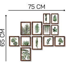 Nt Handmade 12 Parça Ahşap Tablo Seti Duvar Dekoru Yeşil Yapraklar Salon Oturma Yatak Odası Için 75 x 65 cm