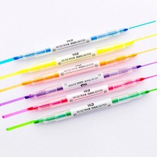 6 Renkler Fosforlu Kalemler Çift Uçlu Geniş Keski ve
