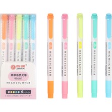 5 Renkler Çift Ucu Fosforlu Kalemler Geniş Keski ve