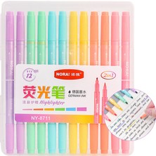 Beauty Life Adet Fosforlu Kalem 6 Renk Çift Uçlu Geniş ve Güzel