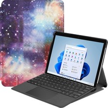 Microsoft Surface Pro 8 Için Boyalı Tablet Deri Kılıfı Mavi(Yurt Dışından)