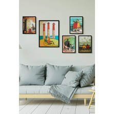 Özcanlar Çerçeve Çerçevesiz Çerçeve Görünümlü 5 Parça Mdf Tablo Seti Çoklu Baskı Seti Mdf Baskı