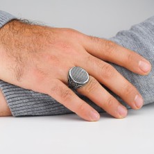 Takılingo 925 Ayar Gümüş Oval Hasır Desenli Sade Taşsız Erkek Yüzük
